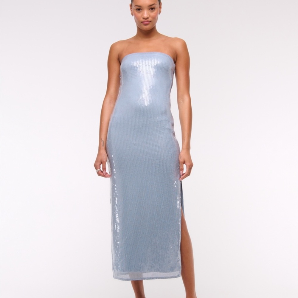 Abercrombie & Fitch Strapless Sequin Midi Dress